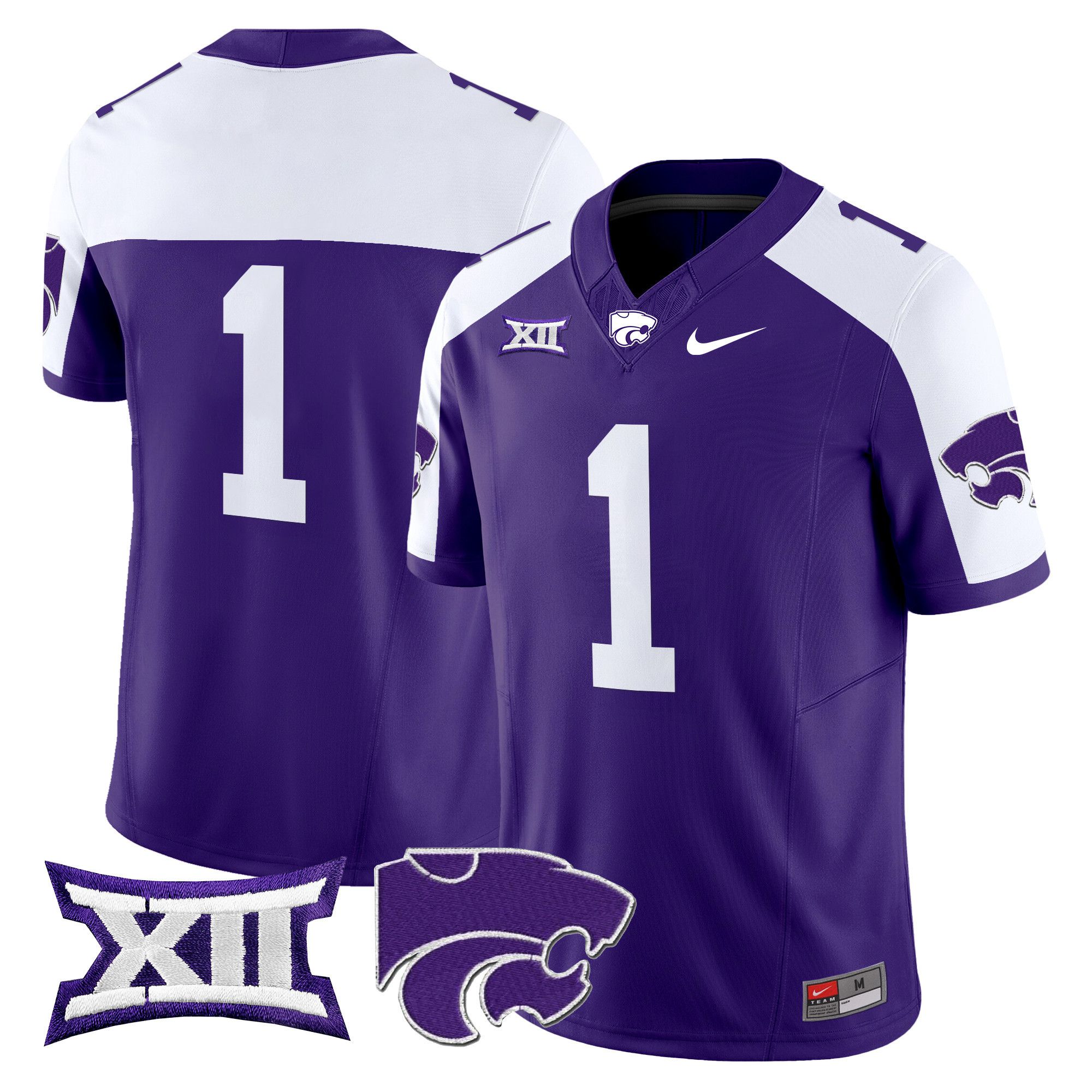 Men Kansas State Wildcats #1 No Name Purple Nike 2024 Vapor Limited NCAA Jersey->ncaa teams->NCAA Jersey